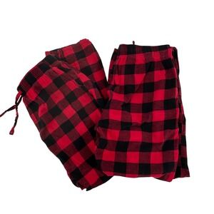 Old Navy Mens Pajama Pants (2 pair) Red Black Buffalo Plaid Flannel  Large